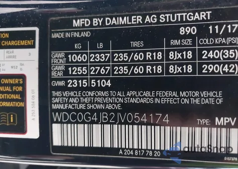 2018 Mercedes-Benz Glc 300 z USA, uszkodzony, nr VIN WDC0G4JB2JV054174